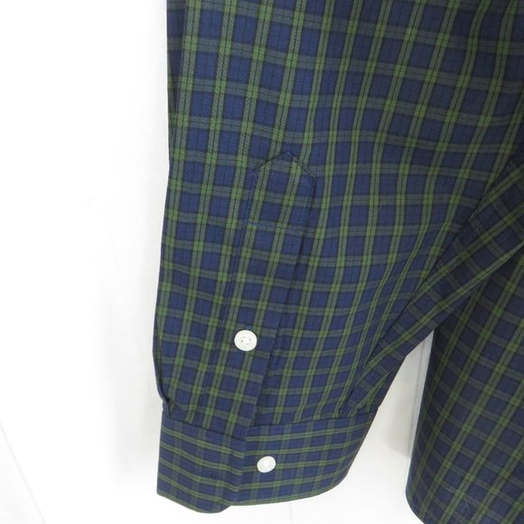 Macys Club Room Navy Blue and Green Plaid Mens Button Down Shirt.......225 - Picture 6 of 8